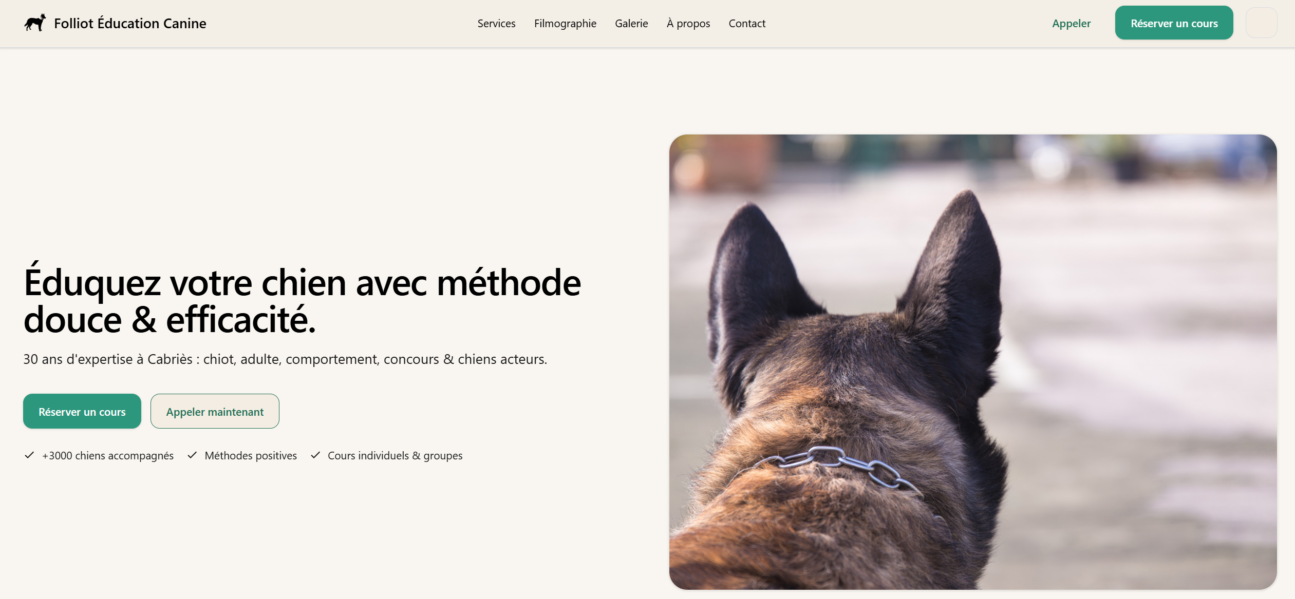 Site vitrine Education canine Folliot
